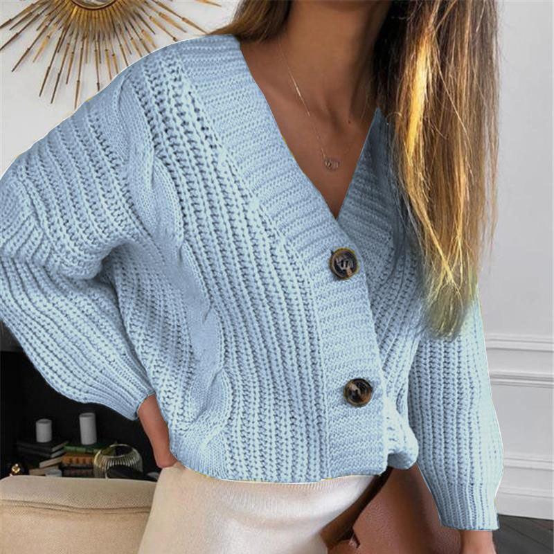 Gorgeous Women Short Cardigan - Knitted Sweater - Autumn Winter Long Sleeve V neck Jumper (D20)(TP4)(TB8C)(BCD2)