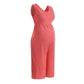 Cute Women Sleeveless Jumpsuit - Pregnancy Maternity Bodysuit - Solid Ladies Summer Rompers - Plus Size (D4)(Z3)