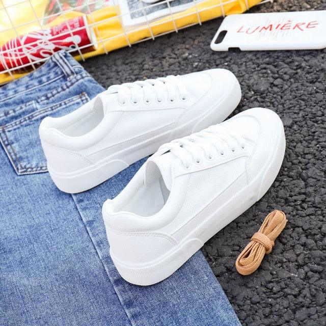 Great Women Sneakers - Leather Shoes - Spring Trend Casual Flats Sneakers -New Fashion Comfort (BWS7)
