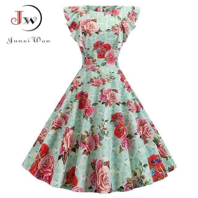 Gorgeous Women Summer Dress - Rockabilly Pinup Party Dress - Plus Size Casual Elegant Floral Dress (WSO4)(WSO3)(WS06)(F18)