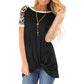Great Women Summer O-Neck Short Sleeve T shirts - Femme Loose Leopard Splice Top -Plus Size - Long style Tops (D19)(TB2)