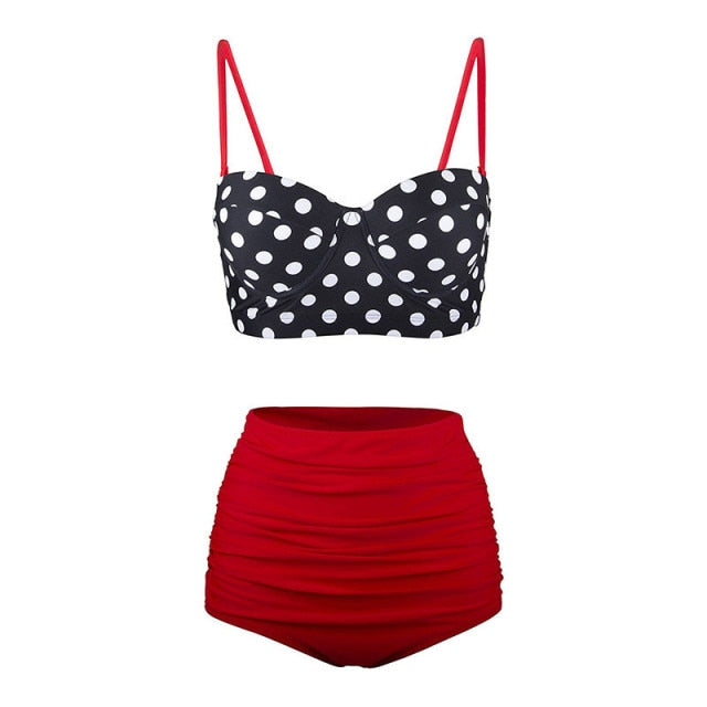 Nice Women Swimwear - Bikini Set - Dot Print Swimsuit - Summer Swimming Female Beachwear (4U26)