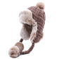 Women's Trapper Hats - Winter Warm Faux Fox Fur Bomber Beanies - Wool Knit Earflaps (WH7)(F87)