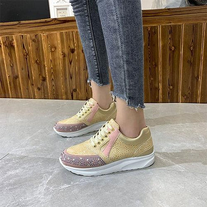 Gorgeous Fashion Snake Print Sneakers - Glitter Crystal Casual Shoes - Big Size (3U41)(3U12)