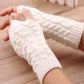 Great Women Warm Soft Gloves - Lady Winter Arm Warmer Twist Long Fingerless Gloves (3U87)