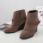 Women Wedges Ankle Boots - Fashion Zipper Belt Buckle Footwear (2U38)(2U107)(2U36)