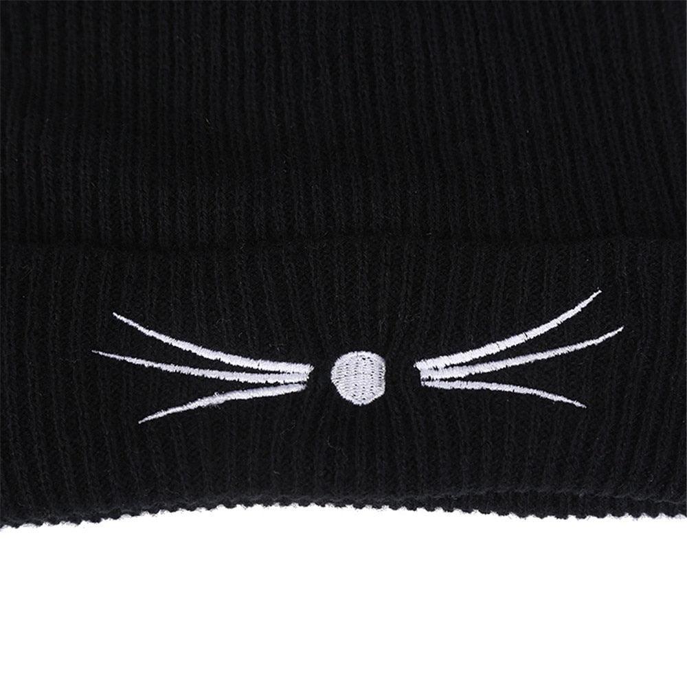 Women Winter Knitting Wool Cute Cat Shape Beanie - Warm Winter Wool Knit Ski Beanie (2U87)