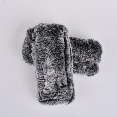 Gorgeous Women's 100% Real Genuine Knitted Rex Rabbit Fur Winter Fingerless warm soft Gloves (6WH1)(F87)