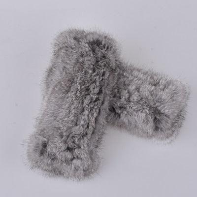 Gorgeous Women's 100% Real Genuine Knitted Rex Rabbit Fur Winter Fingerless warm soft Gloves (6WH1)(F87)