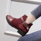 Women's Ankle Boots - Warm Female Fashion Belt Buckle Low Heel Boots (3U38)(3U107)(3U42)
