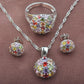 Gorgeous Women's Birthstone Jewelry Set - Multicolor Zirconia Silver Color (3JW)(4JW)(F81)