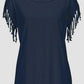 Women's Clothing Cotton Tassel Casual T Shirt - Sleeveless Solid Color Short Sleeve O-neck Tops - Plus Size 5XL 8 (TB2)(TB3)