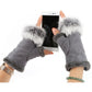 Women's Faux Rabbit Fur Hand Wrist Warmer Half Finger Gloves - Winter Glove - 13 Colors (3U87)