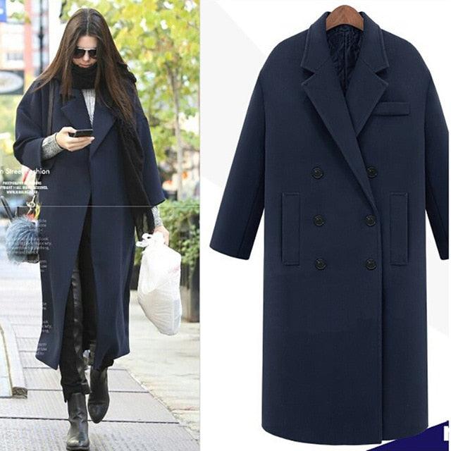 Women's Jackets - Winter Female Coat - Autumn Wool Casual Vintage Outwear - Solid Thick V Neck Coat (TB8A)(TB8B)(TP3)(F20)