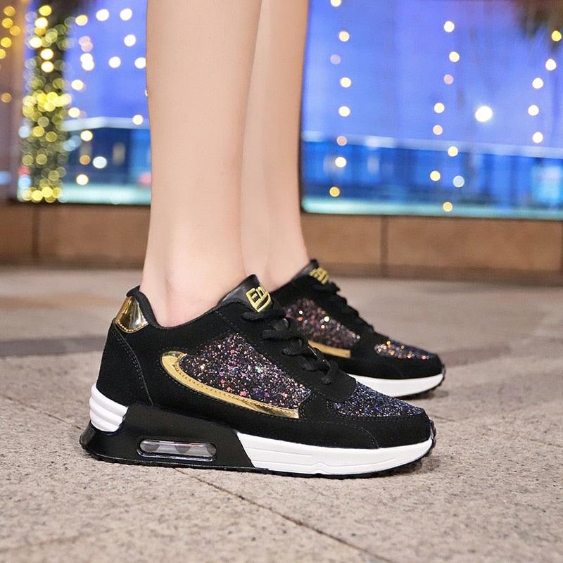 Gorgeous Women's Wedges Sneakers - Sequins Shake Shoes - Fashion Girls Sport Shoes (D41)(BWS7)(CD)(WO4)