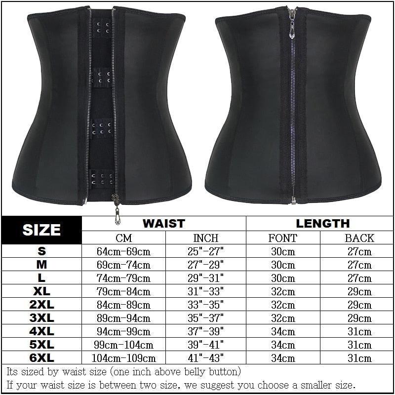 Cute Women's Latex Waist Trainer Body Shaper Corsets with Zipper Cincher Corset Top Slimming Belt Black Shapers Shapewear Plus Size(FH)(FHW1)(1U31)(1U24)