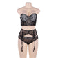 Women's Lingerie Set 3 Piece Black Lace Bra Garter Set Plus Size Suspenders Lace Bra Garter Set Panties Underwear Brief Sets (TSL1)(TSB2)(TSB4)(1U29)