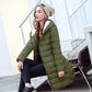 Beautiful Women's Parkas Medium Long Coat- Fashionable Solid Color Slim Hooded Winter Coat (TB8A)(TB8B)(F23)