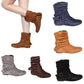 Women's Pleated Ankle Boots - Autumn Winter Ladies Soft Zip Short Boots (2U38)(2U107)(2U36)