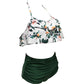 Women's Sexy Ruffled Flora Bikini Sets - High Waisted - Two Piece Swimsuit (1U26)