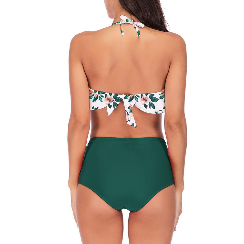 Women's Sexy Ruffled Flora Bikini Sets - High Waisted - Two Piece Swimsuit (1U26)