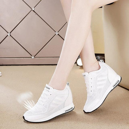 Women's Summer Sports Shoes White Tennis Female Wedge Casual Sneakers Women Platform Fashionable Leather Vulcanized Shoe Running