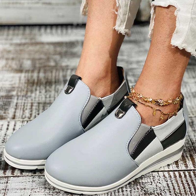 Great Women's Flat Loafers Ladies PU Leather Sneakers - Mixed Colors Autumn Fashion Shoes (3U40)
