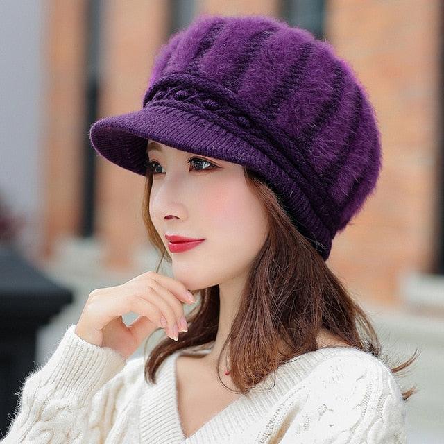 Women's Winter New Thick Knit Hat - Rabbit Fur Blend Autumn Solid Warm Beanie (WH7)(WH9)(WH8)(F87)