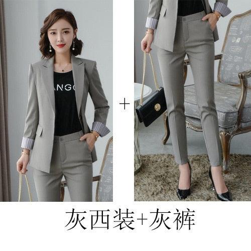 Gorgeous Business Suit Set - Fashion Host Suit - High Quality Office Women's Suit - Large Size - New Pants Set (TB5)(F20)