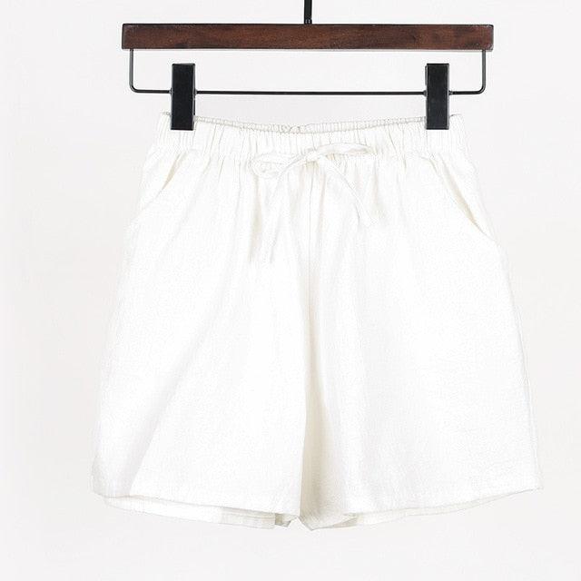 Gorgeous Women Shorts - Summer Casual Solid Cotton Linen Shorts - High Waist Loose Shorts (TBL2)(F32)