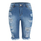 Womens Middle Rise Stretchy Denim Shorts Knee Length Curvy Bermuda Stretch Short Jeans
