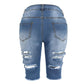 Womens Middle Rise Stretchy Denim Shorts Knee Length Curvy Bermuda Stretch Short Jeans