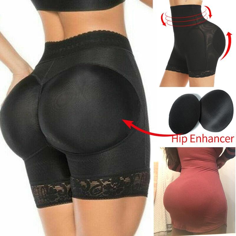 Womens Padded Shapewear Hip Enhancer Shorts High Waist Body Shaper Panty Padded Pad - Butt Lifter Booty Waist Trainer Control (FHW1)