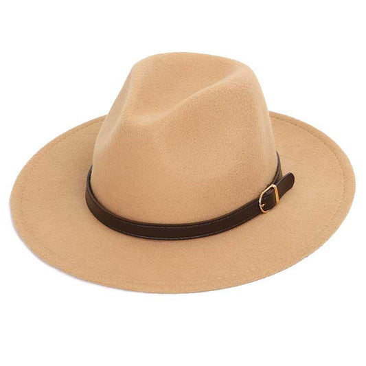 Wool Shallow Warm Adjustable Fashion Hats - Unisex Belt Buckle Hat - Classic Bowler Jazz (D17)(MA3)