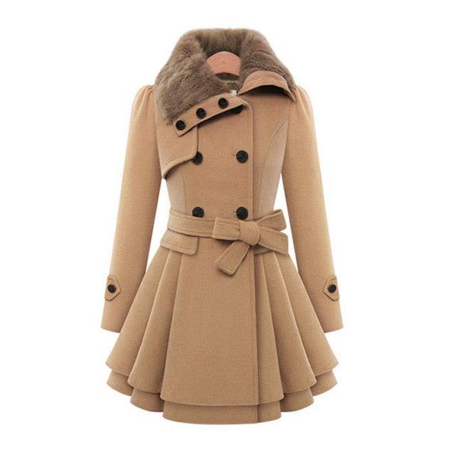 Great Woolen Jackets - Winter Coats Solid Female Warm Outwears - Fashion Double Breasted Wool Jackets - 5XL Lady Plus Size (TB8B)(TB8A)(TP3)(F20)(F23)