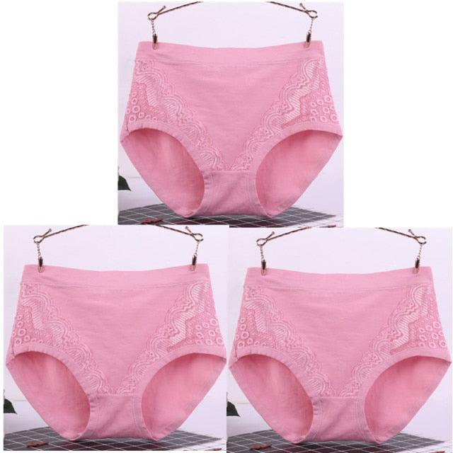 Amazing 3pcs/Lot Big Size High Waist Women's Panties - Solid Cotton Briefs Underwear (TSP2)