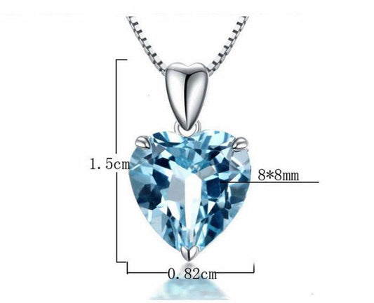 Great Jewelry Necklace 100% 925 Sterling Silver Sapphire Pendant - Luxury Women Crystal Pendant Necklace (D81)(5JW)