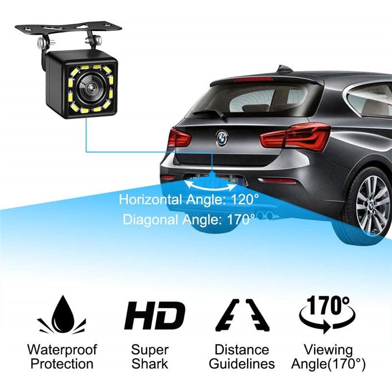 170 Degree Wide Angle Easy Install HD Rear View Back Up Waterproof Camera with 12 LED (CT3)