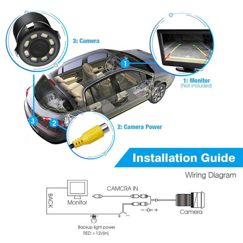 170 Wide Angle HD CMOS Auto Parking Assistance Car Rear View Backup Camera - 8 LED Night Vision Waterproof (CT3)(F60)