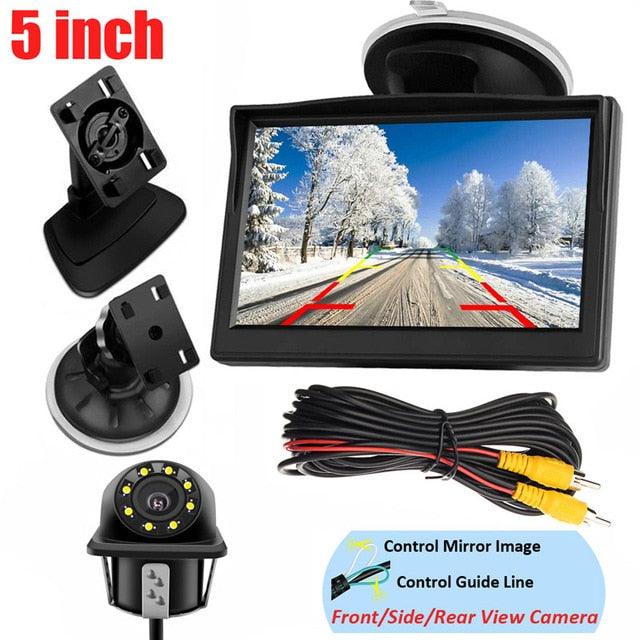 Great 5'' Monitor Kit Car Waterproof License Plate Front/Side/Rear View Camera 8 Auto LED Night Vision (CT3)(1U60)