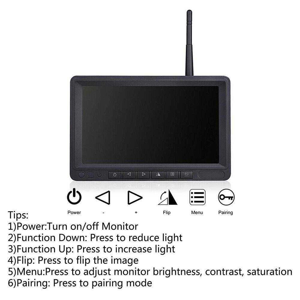 Digital Wireless Backup Camera System Kit - No Interference IP69 Waterproof + 7’’ LCD Reverse Monitor for Rv/Truck/Pickup (CT3)(1U60)