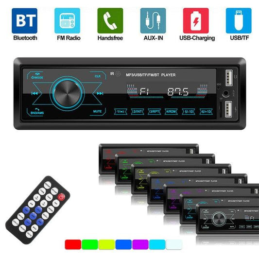 Multimedia Car Stereo Single Din Bluetooth Audio FM Radio Player Receiver Support USB/WMA/Aux-in (CT2)(1U60)