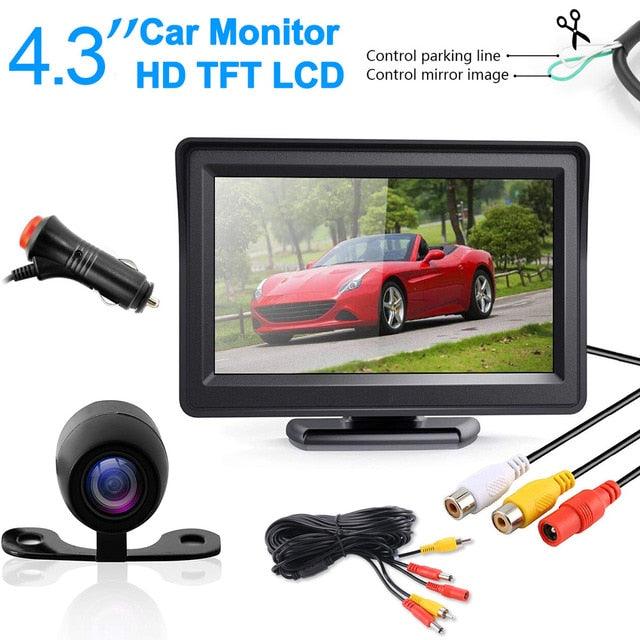 Night Vision HD Car Rear View Parking Guide Lines ON/Off Waterproof Reverse Auto Back Up Camera & 4.3'' TFT LCD Monitor (CT3)