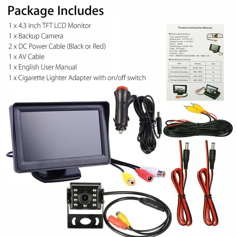 Wired AHD Backup Camera Kit For Cars Truck RV - Easy Installation With 4.3 Inch TFT Monitor (CT3)(F60)