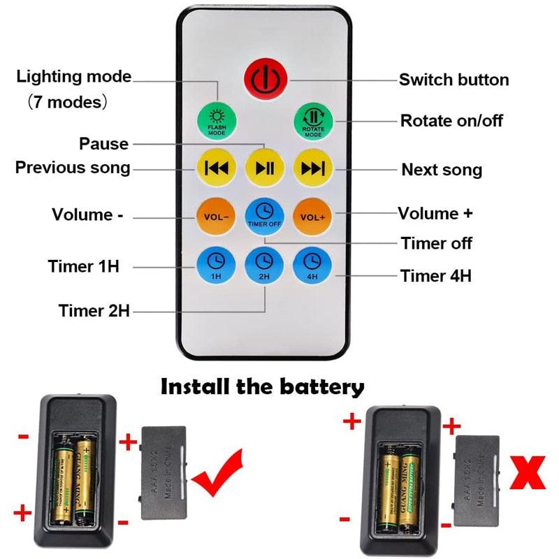 Ocean Wave Projector Colorful Remote Control TF Ceiling Mood Lamp with Built in Speaker Music Player (D58)(LL4)(1U58)