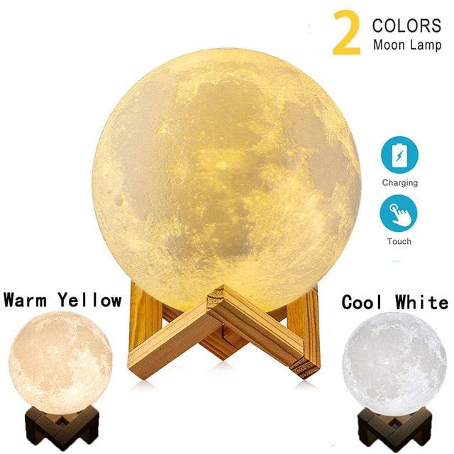 LED Night Light 3D Print Moon Lamp Rechargeable Color - Touch Moon Lamp Children's Lights Night Lamp (D58)(LL4)(1U58)