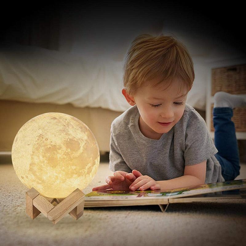 Trending Night Light 3D Print Moon Lamp - Rechargeable Color Change 3D Light Touch Moon (LL4)(1U58)