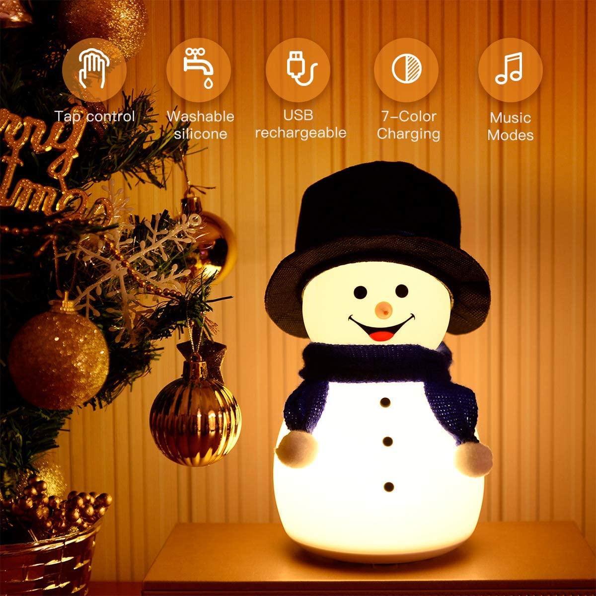 Night Light for Kids Cute Silicone Snowman Light Gift Tap Control afe Baby Lamps (D58)(LL5)(LL4)(1U58)