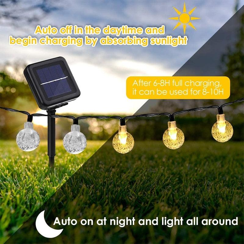 Solar 20/50 LED Crystal ball 5M/10M Lamp Power LED - String Fairy Christmas Decor For Outdoor (LL5)(1U58)