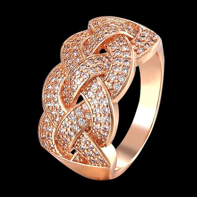Trending Jewelry Four Plated Color Women's Wedding Ring - Paved Zircon Finger Rings (7JW)(9JW)(F81)